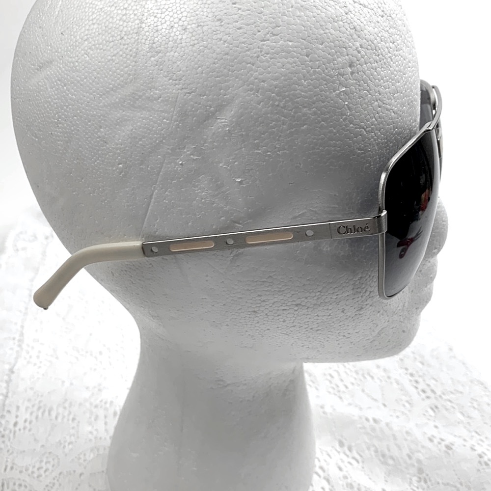 Chloe Vintage Sunglasses Silver wire frame Aviator square Authenticated Rare - Picture 11 of 16